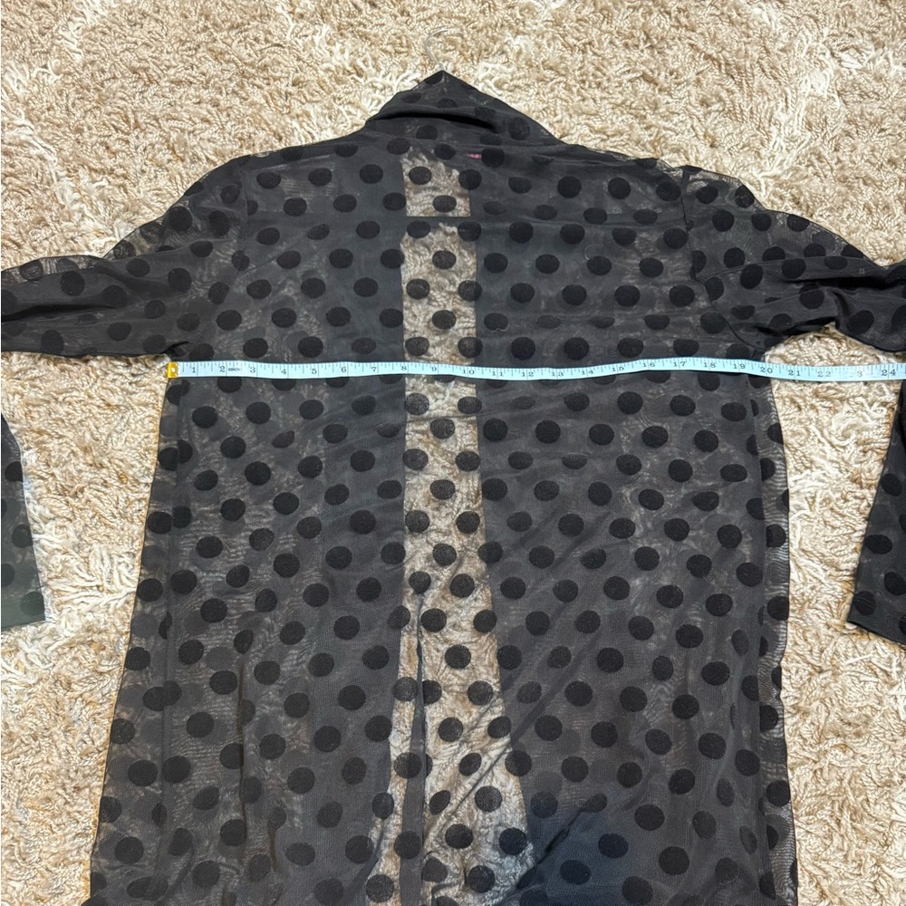 Robert Kitchen Sheer Black Polka Dot Mesh Jacket size Large - Picture 8 of 12